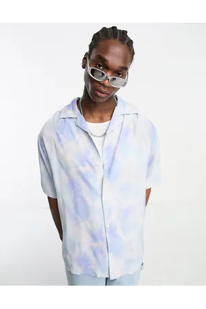 Weekday Coffee oversized tie dye print shirt in blue and pink