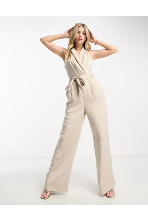 EVER NEW Sleeveless jumpsuit with belt in stone