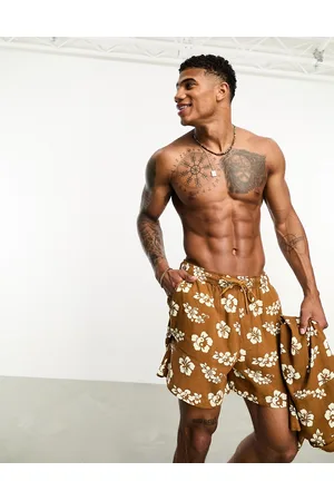 ASOS Wide linen shorts in mid length with floral print in - part of a set
