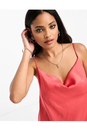 Little Mistress Cowl front satin cami top in burnt - part of a set