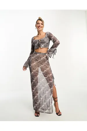 Kaiia Sheer maxi skirt in snake print - part of a set