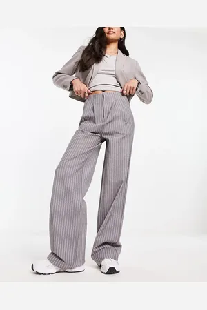 ASOS Premium stretch tailored pants in gray pinstripe