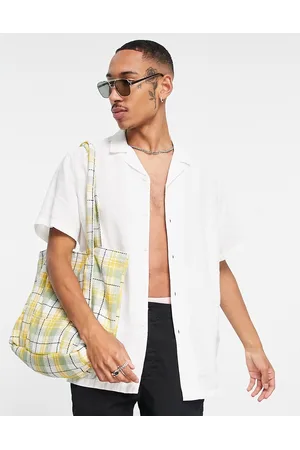 ASOS Regular fit linen shirt with camp collar in