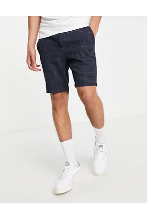 Only & Sons Check short with drawstring waist in navy