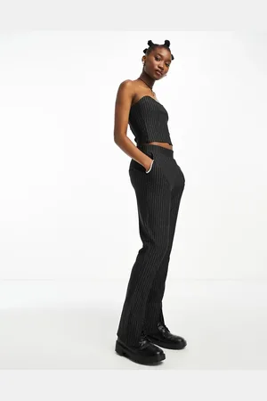 Noisy May Seam detail pants in pinstripe - part of a set
