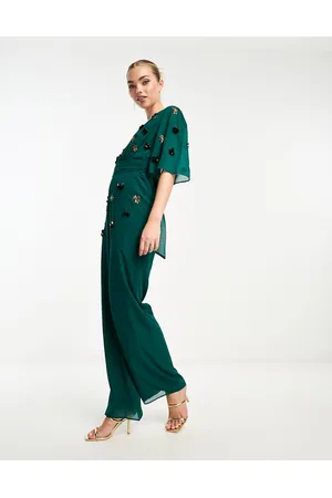 HOPE & IVY Jumpsuit with embellishment in emerald