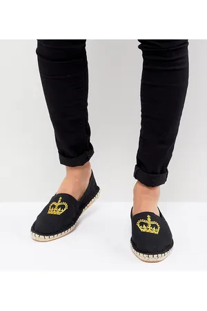 ASOS ASOS Wide Fit Espadrilles In Canvas With Crown Embroidery