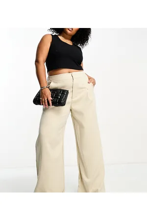 In The Style X Gemma Atkinson high rise wide leg pants in beige
