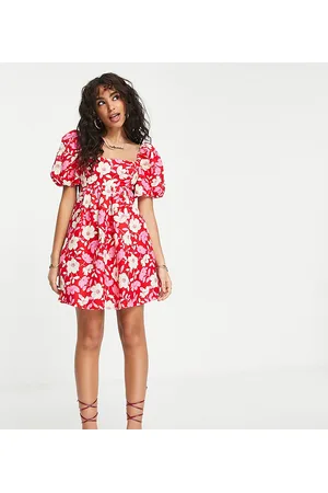 EVER NEW Open-back puff sleeve mini dress in floral