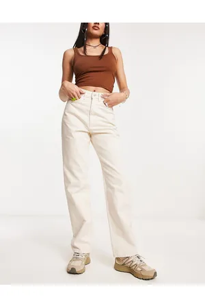 Weekday Rowe extra high rise straight leg jeans in ecru