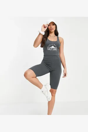 Noisy May Exclusive collegiate unitard romper in charcoal