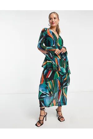 Never Fully Dressed Ruffle midaxi dress in abstract print