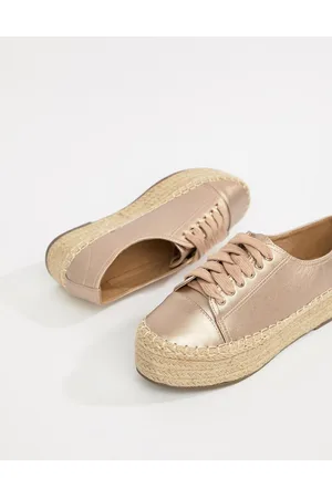 Glamorous Metallic Flatform With Straw Heel