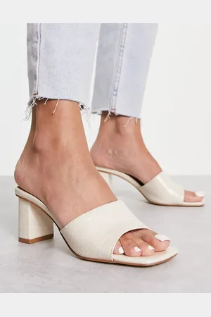 EVER NEW Croc block mules in bone