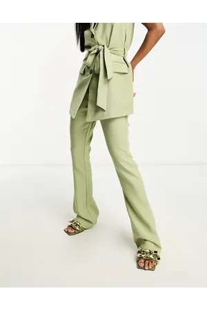 In The Style Tailored flared pants in sage - part of a set