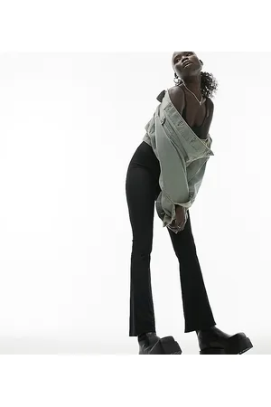 Topshop Skinny rib flared pants in