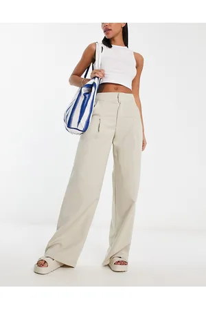In The Style X Gemma Atkinson high rise wide leg pants in beige