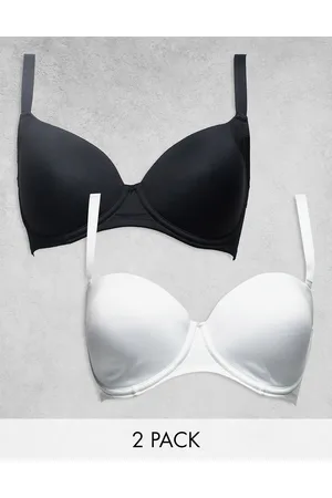 ASOS 2 pack microfiber molded t-shirt bra in black & white