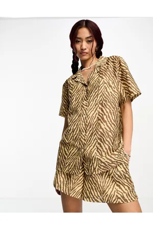Charlie Holiday Indie animal print shirt in brown - part of a set