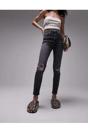 Topshop Jamie jeans with knee rips in dirty