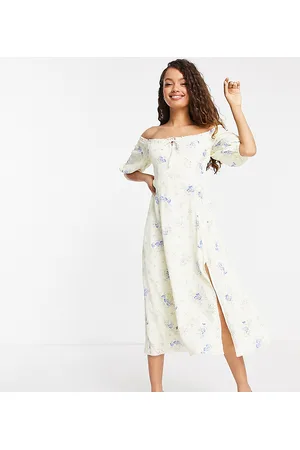 Ever New Petite cut-out midi dress in ivory buttercup floral