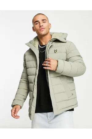 Lyle & Scott Vintage elasticized puffer jacket in smoke khaki