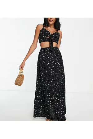 Esmée Esmee Exclusive prairie maxi beach skirt in black polka dot - part of a set