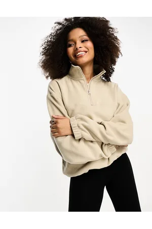 ASOS Half zip fleece in stone