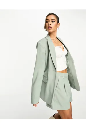 NA-KD X Stephsa oversized tailored blazer in slate - part of a set