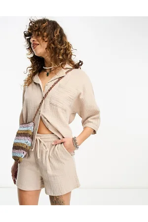 ONLY Cheesecloth shorts in beige - part of a set