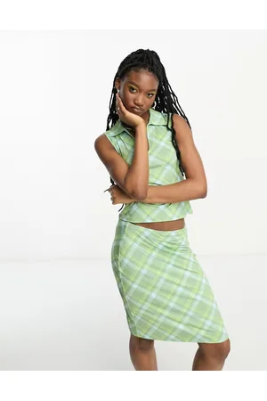 Weekday Fine midi skirt in and blue check pattern - part of a set