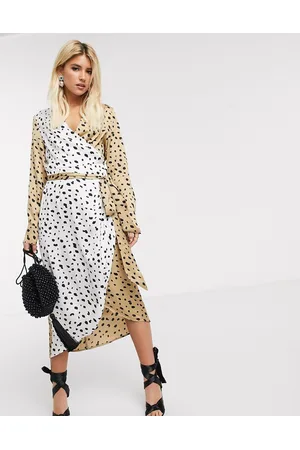Never Fully Dressed Wrap midi dress with belt in contrast leopard