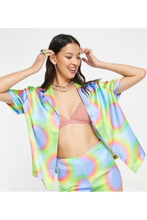 COLLUSION Polyester fluro print revere shirt in - part of a set