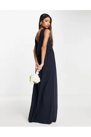 TFNC Chiffon maxi dress with deep cowl back in