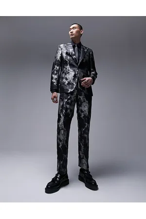 Topman Straight jacquard suit pants in