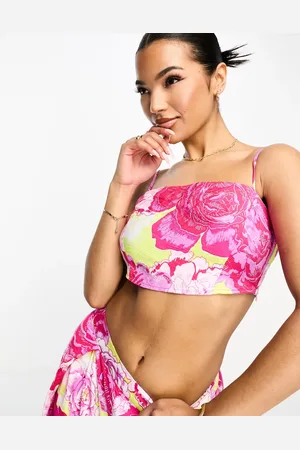 Something New Cami crop top in neon rose print - part of a set