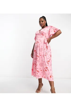 Never Fully Dressed Wrap tie midi dress in la mer print