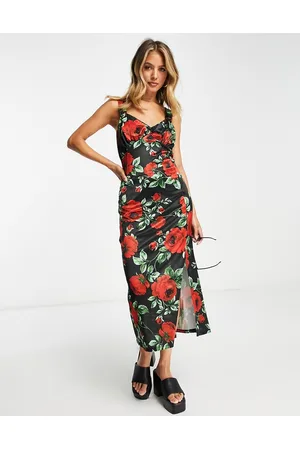River Island Floral satin cami midi slip dress in