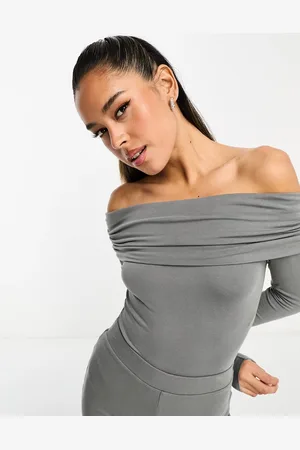 ASOS Cotton modal clean fold over bardot bodysuit in