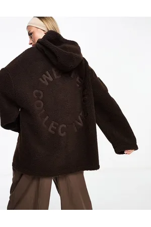 ASOS ASOS DESIGN Weekend Collective oversized borg hoodie in chocolate