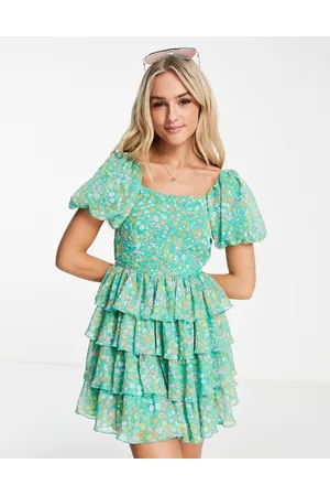 Miss Selfridge Festival chiffon rara mini dress in multicolor ditsy