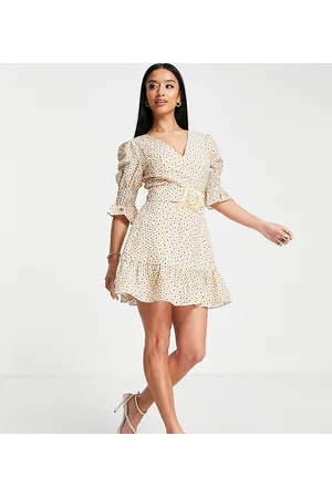 Forever New Ever New Petite belted mini dress in peachy floral