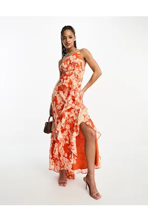 EVER NEW One shoulder cut out maxi dress in floral