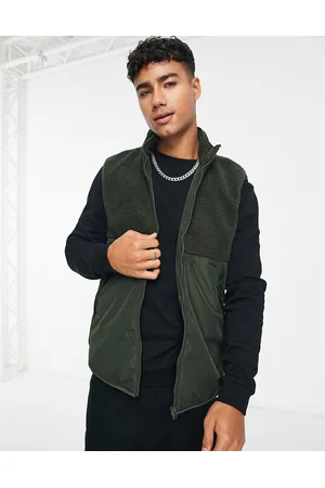 Only & Sons Teddy borg vest in khaki