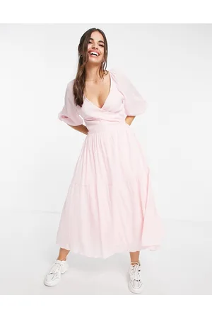 Forever New Ever New balloon sleeve smock tiered midi dress in