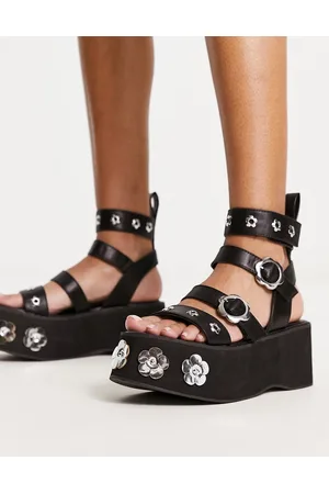 Koi Footwear KOI Fuzzy Logic flowers flatform sandals in