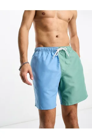 ASOS Swim shorts in mid length in color block print