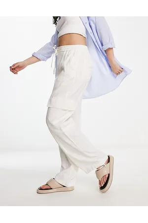 ASOS Pull on cargo pant with linen in off