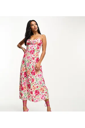 EVER NEW Slip midi dress in and red floral
