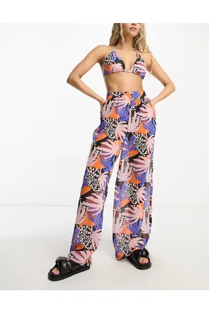 We Are We Wear Tania wide leg beach pants in cabana tropical print